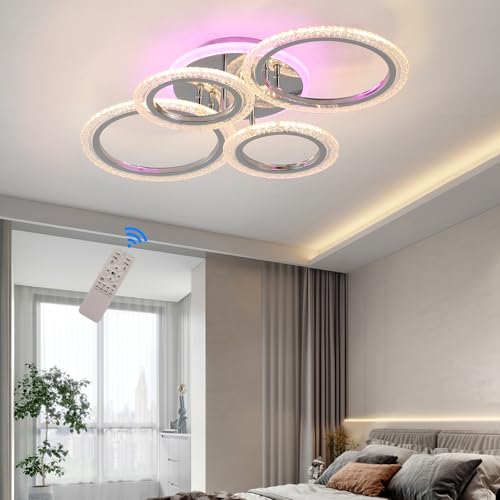 STCH Deckenlampe LED Deckenleuchte, Schlafzimmerlampe 56W, Dimmbar Modern Deckenleuchten mit Fernbedienung, Lampe Wohnzimmer Multifunktional Deckenbeleuchtung für Wohnzimmer Küche Flur,3000-6500K von STCH