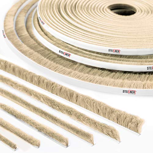 STEIGNER 5m Bürstendichtung selbstklebend BEIGE, Dichtungsbürste Türdichtung Zugluftstopper, Höhe 4 mm von STEIGNER