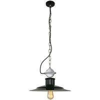 Hängelampe Esstisch Pendelleuchte Retro Wohnzimmerlampe schwarz, Vintage Schirmlampe Höhenverstellbar, Metall silber, 1x E27 Fassung, DxH 40x195 cm von STEINHAUER