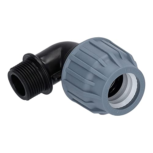 STEMAX-Wassertechnik: PP-Klemmverbinder, Winkel 90° klemm x AG, PN16, Trinkwasserzertifiziert, DVGW, Größe: 32mm x 1“ von STEMAX-Wassertechnik