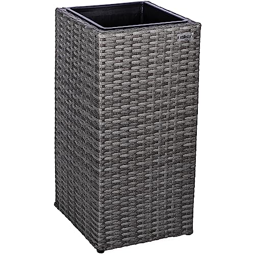 STILISTA® Poly-Rattan Blumentopf 63x30x30 cm inkl. Innentopf und Wasserablauf, in 4 unterschiedlichen Farben, grau von STILISTA