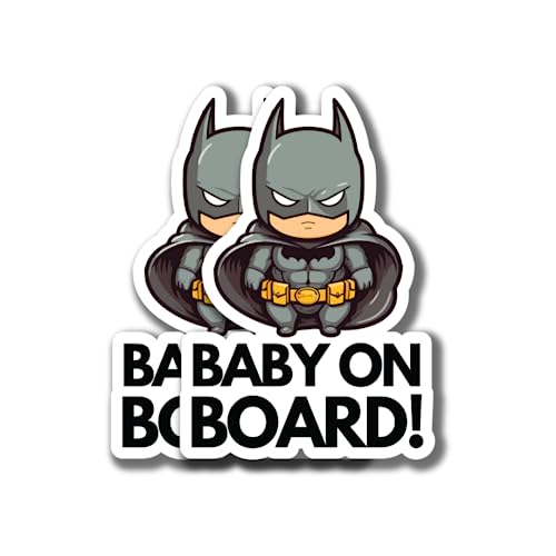 Stixorama - Niedlicher Baby-on-Board-Aufkleber für Autofenster oder Stoßstange – abnehmbare Baby-on-Board-Schilder für die Sicherheit Ihrer Kinder – keine Magnete, Saugnäpfe oder Farbe (Batman 1) von STIXORAMA