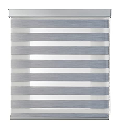 STORESDECO - Doppelrollo AluBox, Premium-Rollo Mit Hochwertigen Aluminiumoberflächen. High Design Rollo Mit Doppeltem Stoff für Fenster und Türen, Ideal für Küche, Wohnzimmer | Silber, 140 cm x 250 cm von STORESDECO