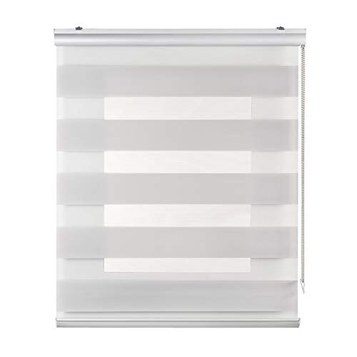 STORESDECO Doppelrollo Plus, Duo Rollo für Fenster und Türen, Zebra Rollo Premium-Finish mit Kassette, Lichtdurchlässig und verdunkelnd | Hellgrau, 180 cm x 250 cm von STORESDECO