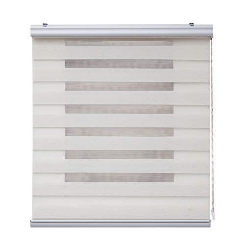 STORESDECO Doppelrollo Plus, Duo Rollo für Fenster und Türen, Zebra Rollo Premium-Finish mit Kassette, Lichtdurchlässig und verdunkelnd | Leinen, 180 cm x 250 cm von STORESDECO