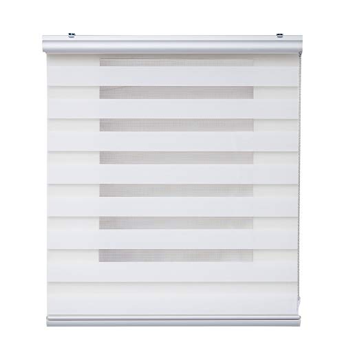 STORESDECO Doppelrollo Plus, Duo Rollo für Fenster und Türen, Zebra Rollo Premium-Finish mit Kassette, Lichtdurchlässig und verdunkelnd | Weiß, 180 cm x 250 cm von STORESDECO