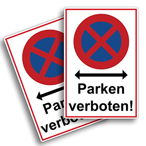 2 Stück Absolutes Halteverbot parken verboten Schild 20 x 30 cm aus stabiler PVC Hartschaumplatte 3mm Parkplatzschild mit UV-Schutz von STROBO von STROBO