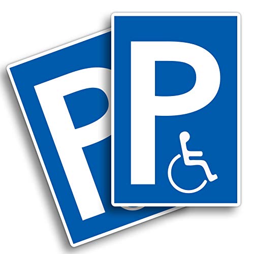 2 Stück Behindertenparkplatz Schild 20 x 30 cm aus stabiler PVC Hartschaumplatte 3mm Parkplatz für Rollstuhlfahrer parken nur mit Ausweis mit UV-Schutz von STROBO von STROBO