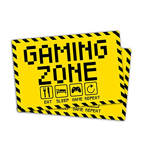 2 Stück Gaming Zone Schild 20 x 30 cm eat sleep game repeat für Gamer aus stabiler PVC Hartschaumplatte 3mm mit UV-Schutz von STROBO von STROBO