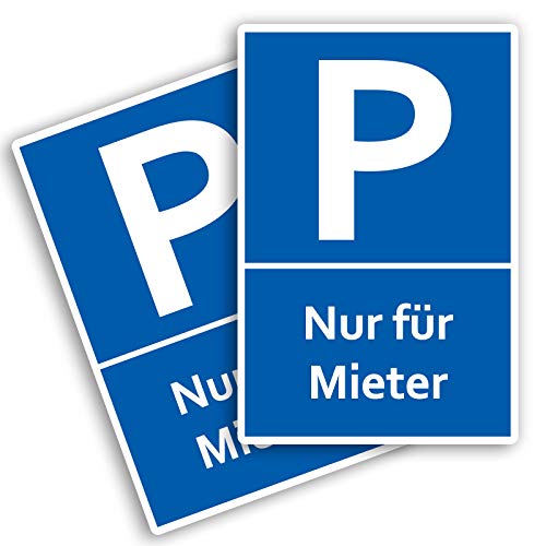 2 Stück Nur für Mieter Parkplatzschild Schild 20 x 30 cm aus stabiler PVC Hartschaumplatte 3mm mit UV-Schutz von STROBO von STROBO