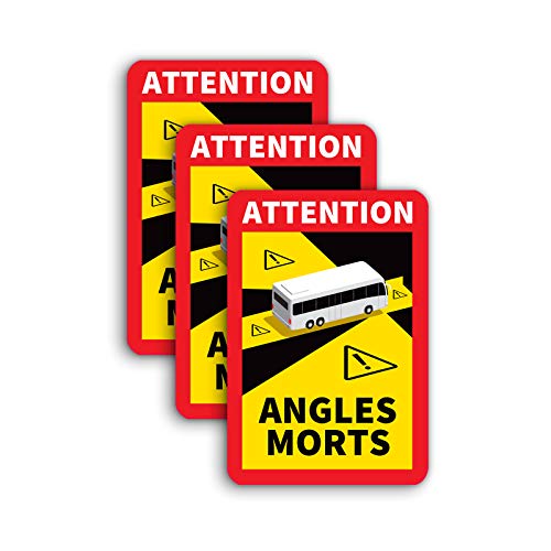 3 Stück Attention Angles Morts Magnetschilder 25 x 17 cm Magnet für Bus und Wohnwagen Warntafel Hinweiszeichen Schild Frankreich mit UV Schutz von STROBO