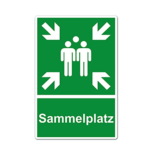 Sammelplatz Sammelstelle Sammelpunkt Schild 20 x 30 cm aus stabiler PVC Hartschaumplatte 3mm mit UV-Schutz von STROBO von STROBO