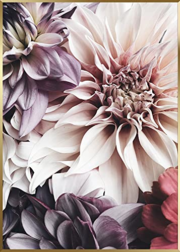 Gerahmtes Bild Flowers 50 x 70 cm I Artbox I goldener Rahmen | Bild Kunst vintage Blumen Blätter Farben Blumenstrauß I Wandbild Wohnzimmer Schlafzimmer I Wanddeko Home Kunstdruck I Bild mit Rahmen von STYLER