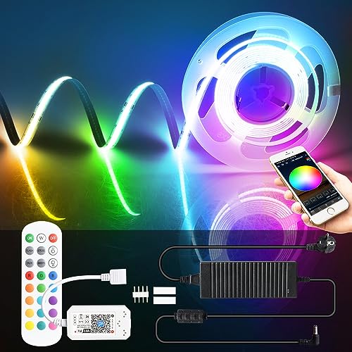 5M WIFI COB RGB LED Streifen Strip Alexa Lichterkette 576LEDs/M 12V Dimmbar Verformbar LED Licht mit Ferbedienung,Band Lichtleiste Arbeitet mit Google Home Assistant/Alexaormbar LED Licht Band von SUBOSI