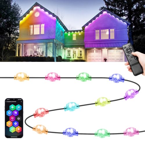 5M WIFI Intelligent RGBW Mit IC Permanente Außenbeleuchtung Wandleuchten Einbaustrahler mit 12 LED,Ø30mm,DC12V Eaves light Arbeit mit Alexa, Google Assistant,IP67 wasserdicht von SUBOSI