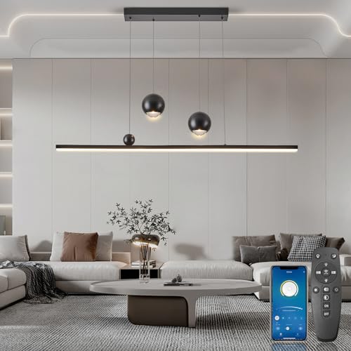 SUCIKORIO LED Pendelleuchte Esstisch 100cm, Modern Led Hängelampe Esstisch Dimmbar Hoehenverstellbar 36W Aluminium Esstischlampe Hängend Mit Fernbedienung 2700K-6500K 5%-100% Helligkeit Einstellbar von SUCIKORIO