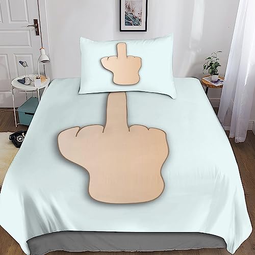 SUCREVEN Mittelfinger 3D Drucken Bettwäsche-Set 2teilig Fakyu WTF Mikrofaser Weiche Bettbezug Mit Reißverschluss Und Kissenbezug Duvet Cover Für Jungen Jugendliche Und Erwachsene Single（135x200cm） von SUCREVEN