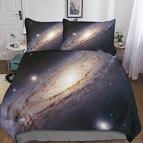 SUCREVEN Universum Bettbezügen 3D Sternenhimmel Duvet Cover Bettwäsche Comforter Cover Für Mädchen Junge Kinder Mit Kissenbezug 3teilig Mikrofaser Mit Reißverschluss Für Allergiker Double（200x200cm） von SUCREVEN