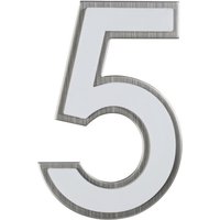 Südmetall Hausnummer, 5, Weiß, Kunststoff | Edelstahl, 11,7 x 17 x 1,8 cm, nachtleuchtend - weiss von Südmetall