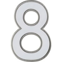 Südmetall Hausnummer, 8, Weiß, Kunststoff | Edelstahl, 11,7 x 17 x 1,8 cm, nachtleuchtend - weiss von Südmetall
