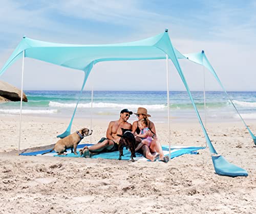 SUN NINJA Strandzelt, Sonnensegel LSF 50+, mit Sandschaufel, Heringen und Stabilitätsstangen, Schattensegel für draußen für Campingausflüge, Angeln, Spaß im Garten oder Picknicks von SUN NINJA