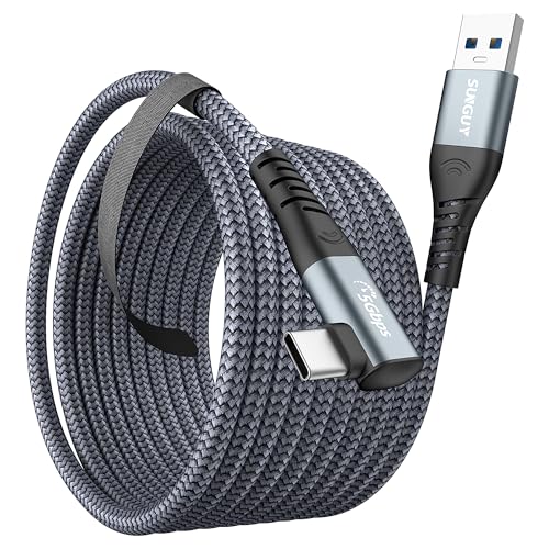 SUNGUY Link Kabel 6M, kompatibel mit Meta/Oculus Quest 2/Pico 4 Zubehör und PC/Steam VR 5 Gbit/s Hochgeschwindigkeits PC Datenübertragung, USB 3.0 Typ C Kabel für VR Headset, Gaming PC, Quest 2/1 von SUNGUY