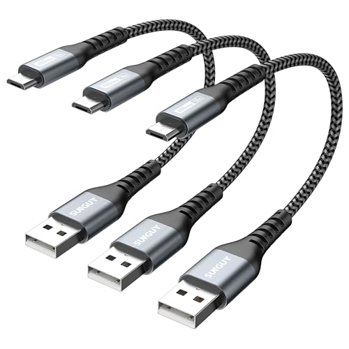 SUNGUY Micro USB Kabel kurz,3x 15CM Micro USB Laden und Datenkabel für Samsung, Huawei, Xiaomi, Kindle, Power Bank, Headset -Grey von SUNGUY