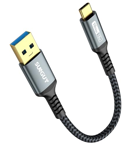SUNGUY USB C Kabel, 15CM USB auf USB C Kabel Kurz, USB 3.1 GEN2 10Gbps USB C Datenkabel Kompatibel mit Android Auto,Galaxy S8/S9 Plus/S20, Huawei P20/P30, Xperia XZ/Z5, Pixel 8 usw-Grau von SUNGUY