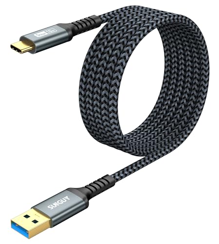 SUNGUY USB C Kabel, 3M USB 3.0 Kabel USB A auf C 5Gbps Datenkabel Nylon geflochtenes Typ C Kabel kompatibel mit iPhone 15/15 Pro Max, Galaxy S23 S22, Android Auto, Pixel, SSD-Grey von SUNGUY