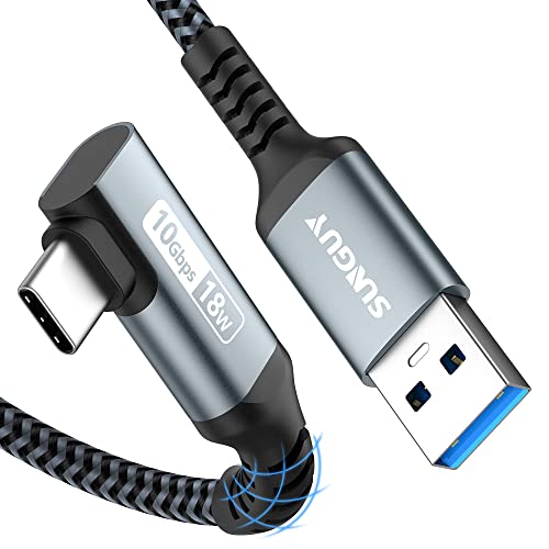 SUNGUY USB C Kabel Winkel, 0.5M 10Gbps USB 3.1 Gen 2 USB C Ladekabel und Datenkabel Kompatibel mit Android Auto, Galaxy S22, SSD, Huawei P30/P20, Xiaomi-Grau von SUNGUY