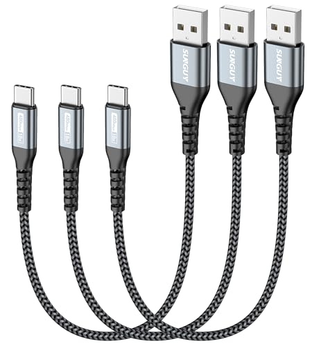 SUNGUY USB C Kabel, 3 Pack 0.5M USB auf USB C Kabel für Samsung Galaxy S20, Note 10 Google Pixel 7 pro, HUAWEI P30,iPhone 15 Pro15 Pro Max-Grau von SUNGUY