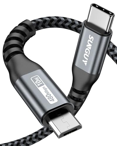 SUNGUY USB C auf Micro USB Kabel, lädt Micro USB Geräte, 0.5M Nylon Ladekabel, USB C zu Micro-B Datenkabel Kompatibel mit MacBook (Pro), Samsung Galaxy S20/S9/S9+/S10,Moto Z/Z2 -Grau von SUNGUY
