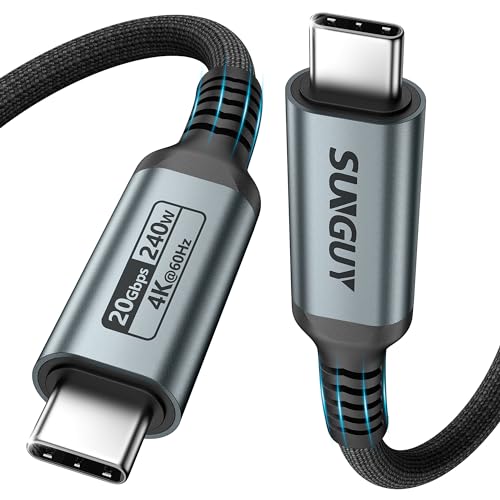 SUNGUY USB C auf USB C Kabel, 1M 240W PD Schnellladen USB 3.1 Gen 2 20Gbps Kabel Kompatibel mit iPhone 15/15 Pro/15 Pro Max, Samsung Galaxy S23/22/21, Pixel 7/6A, MacBook Pro von SUNGUY