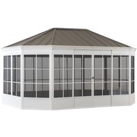 Aluminium/Stahl Gazebo birkett in Weiß - 488cm x 366cm von SUNJOY