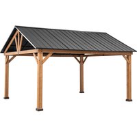 Zedernholz Gazebo rebra in Anthrazit - 465cm x 404cm von SUNJOY