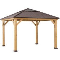 Zedernholz Gazebo pirin in Braun - 336cm x 336cm von SUNJOY