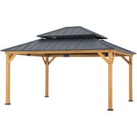 Zedernholz Gazebo rimo in Anthrazit - 390cm x 450cm von SUNJOY