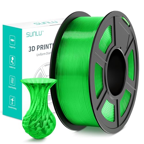 SUNLU PLA Plus 3D Drucker Filament, PLA+ Filament 1.75mm, robustes 3D Filament, kompatibel mit 3D FDM Druckern, Maßgenauigkeit +/- 0.02 mm, 1kg Spule (2.2 Pfund), PLA+ Transparent Grün von SUNLU