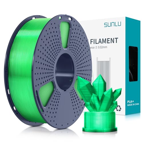 SUNLU PLA+ Filament 1.75mm, PLA Plus 3D Drucker Filament, Stärker belastbar, Neatly Wound, 1KG 3D Druck PLA+ Filament, Maßgenauigkeit +/- 0.02mm, Transparent grün von SUNLU