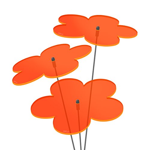 SUNPLAY "Sonnenfänger Blumen in ORANGE, 3 Stück je 10 cm Durchmesser im Set + 35 cm Schwingstäbe von SUNPLAY
