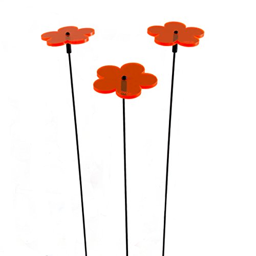 SUNPLAY "Sonnenfänger-Blumen in ORANGE, 3 Stück zu je 5 cm Durchmesser im Set + 35 cm Schwingstäbe von SUNPLAY