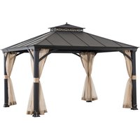 Zedernholz Gazebo torre in Schwarz - 385cm x 324cm von SUNJOY