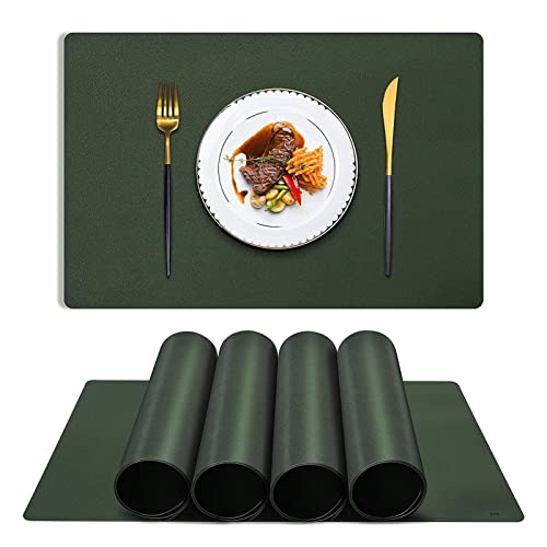 Grünes Leder Tischsets 6er-Set Doppelseitige Verwendung rutschfeste , hitzebeständige , wasserdichte , ölbeständige Tischsets für den Küchen-Esstisch (Farbe: Grün ，Größe: 18x12 Zoll) Tischset von SUNWEIHAOA