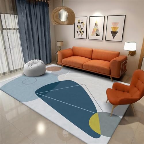 SUNYRDSM Teppich Waschbar In Waschmaschine Teppiche Fürs Kinderzimmer 200X300CM Jugendzimmerteppich, Blauer Schlafzimmer-Nachttischteppich, bequem und schmutzabweisend Büro Teppich von SUNYRDSM