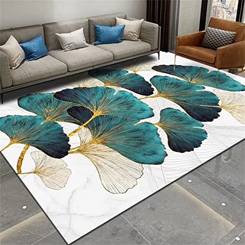 SUNYRDSM Winter Deko Teppich 70x140cm Teppich Für Balkon Weicher Teppich mit grünen Ginkgo blättern, die Nicht abfallen Bettumrandung Teppich von SUNYRDSM