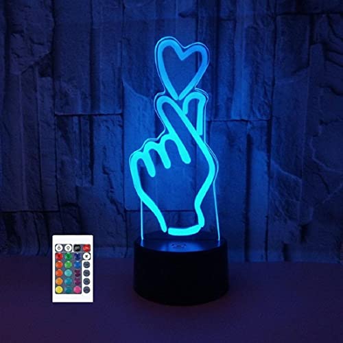 3D Liebevolle Hand Finger Herz Optische Illusion Lampen Große 16 Farbe Ändern Acryl Touch Tisch Schreibtisch Nachtlicht mit USB-Kabel für Kinder Schlafzimmer Geburtstagsgeschenke Geschenk von SUPERRUIDALONG