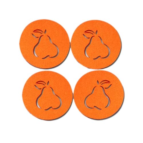 SUPMO Filzuntersetzer Glasuntersetzer rund in bunten Farben mit Obst Motiven (Farbe + Design wählbar), 5mm dick, elegant und auffallend - Untersetzer aus Filz für Getränke Gläser Schalen (4er, Orange) von SUPMO