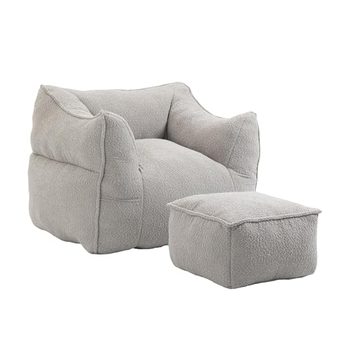 SUPPNEED Indoor Super weiches faules Sofa mit Memory Schwamm Füllung, Moderne Spezial Sitzsack mit Armlehnen, Geeignet für Wohnzimmer und Schlafzimmer (Grau) von SUPPNEED