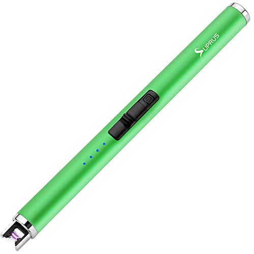 SUPRUS Lichtbogen Feuerzeug Elektronisch Feuerzeug Stabfeuerzeug Triple-SICHERHEITS USB Aufladbares Plasma (grün) von SUPRUS