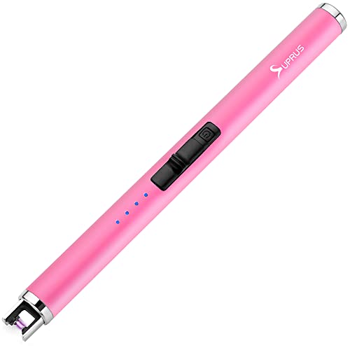 SUPRUS Lichtbogen Feuerzeug Elektronisch Feuerzeug Stabfeuerzeug Triple-SICHERHEITS USB Aufladbares Plasma (pink) von SUPRUS